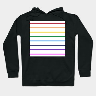 White and rainbow stripes - horizontal narrow Hoodie